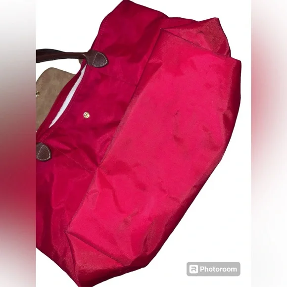 EUC Longchamp Le Pliage Long Handle Large Tote RED - Picture 11 of 13
